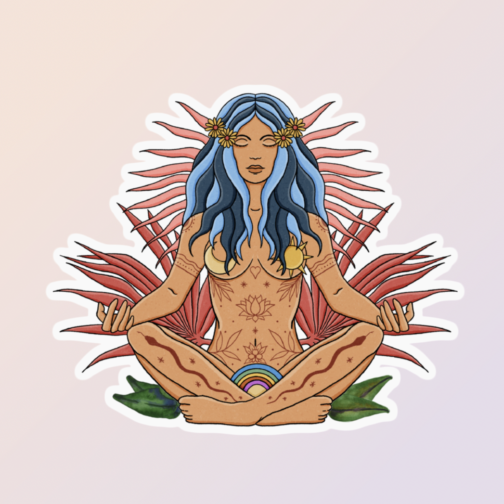 *Meditating Goddess Boho Witch Sticker