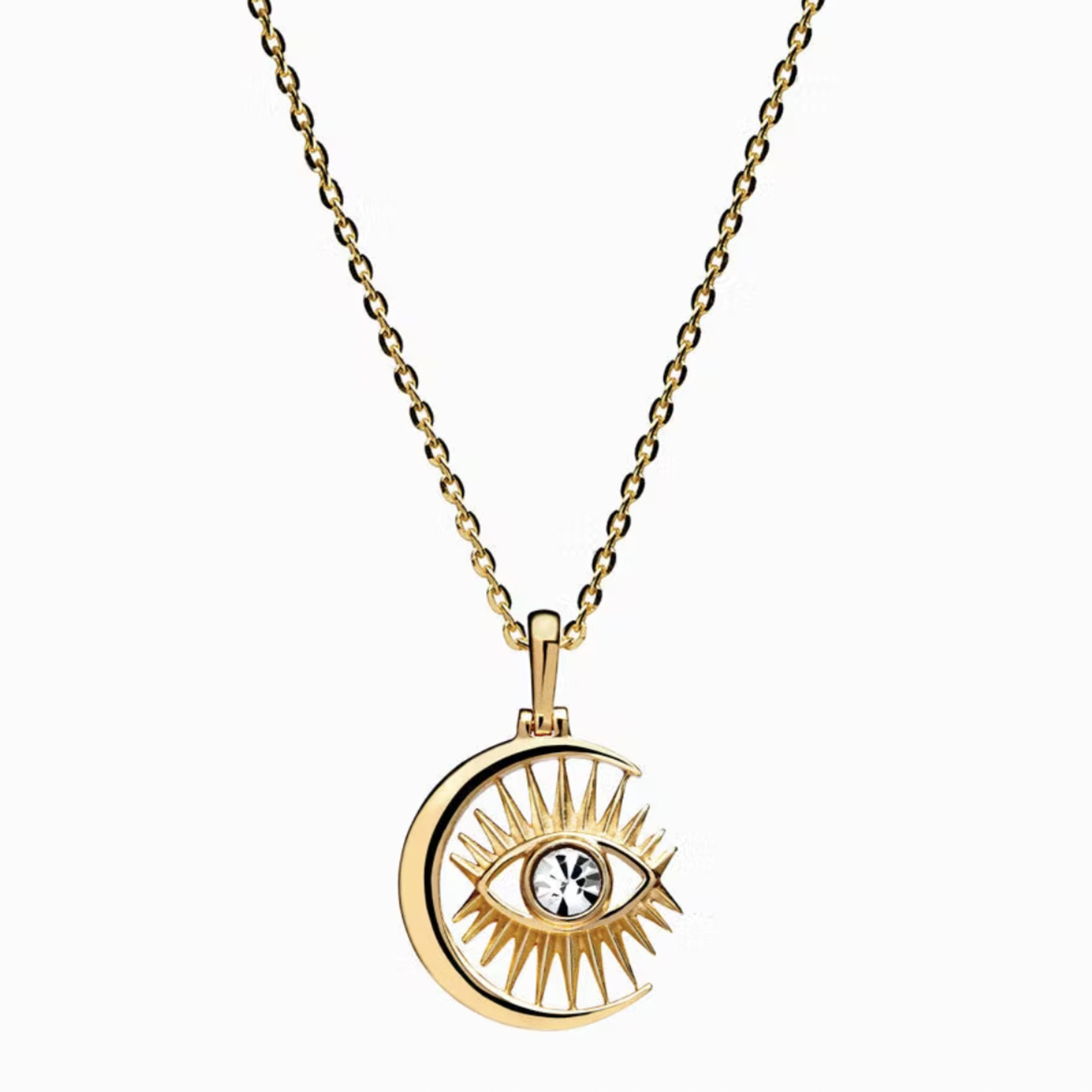 Watchful Moon Eye 16-18" Cable Chain Necklace · 14K Gold Vermeil