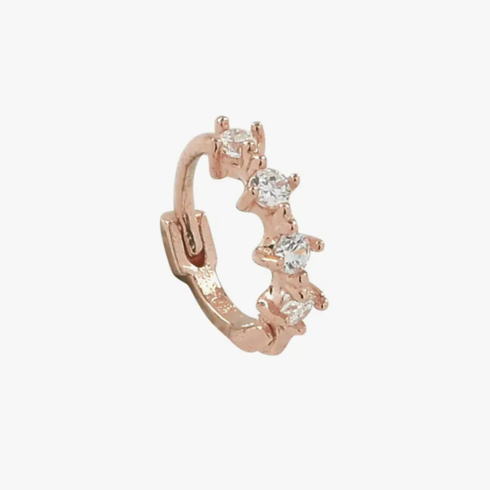 *10k Solid Rose Gold CZ Huggie 7mm