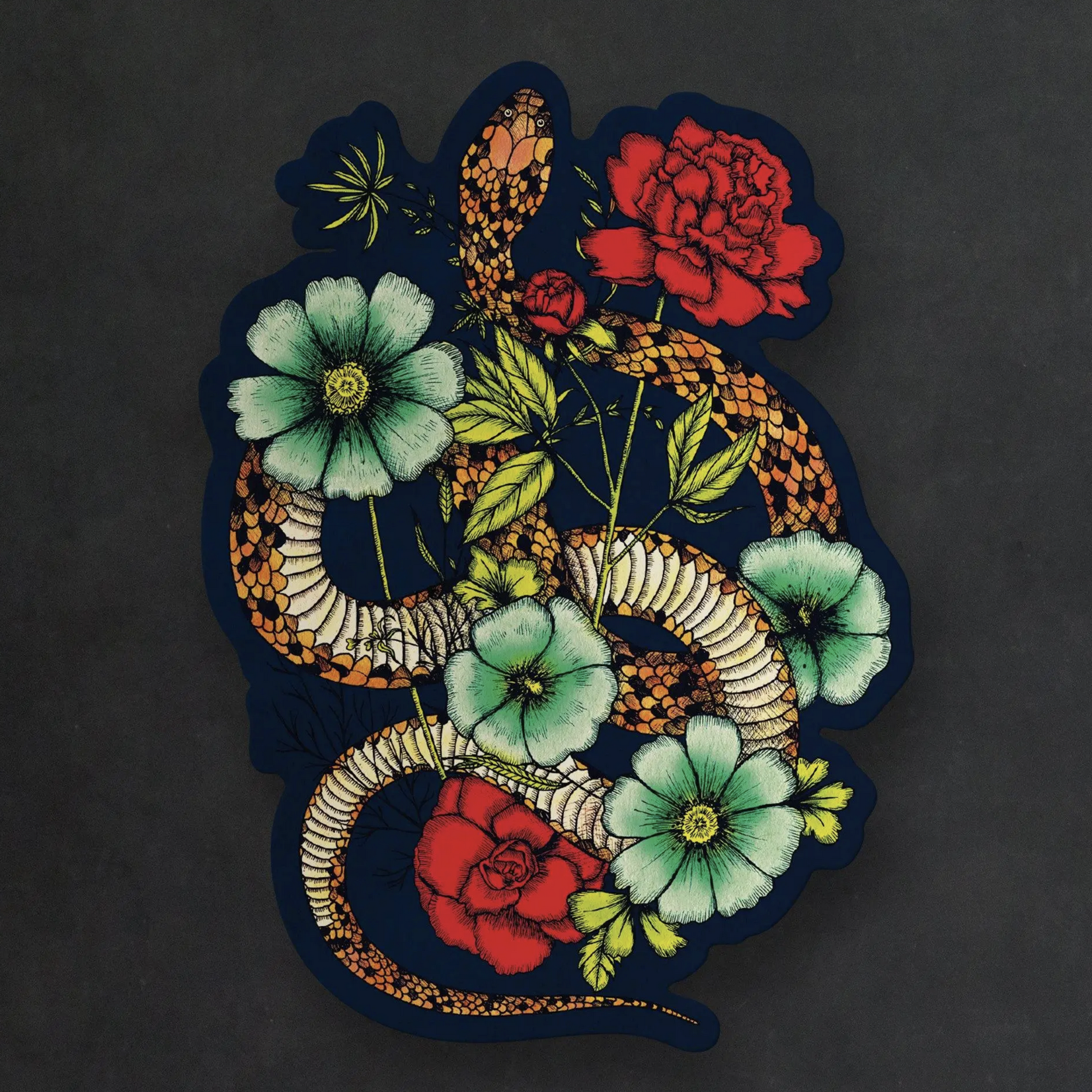 *Floral Snake Vinyl Sticker