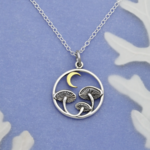 Mushroom Necklace with Bronze Moon · Silver · 18"