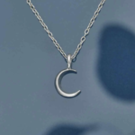 Crescent Moon Necklace  Silver 18"