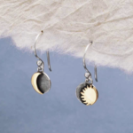 Sun and Moon Dangle Earrings · Bronze and Silver