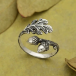 Oak and Acorn Ring · Silver · Adjustable