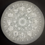 Zodiac Wheel Round Selenite Plate | 15cm