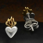 Flaming Heart Post Earrings · Silver
