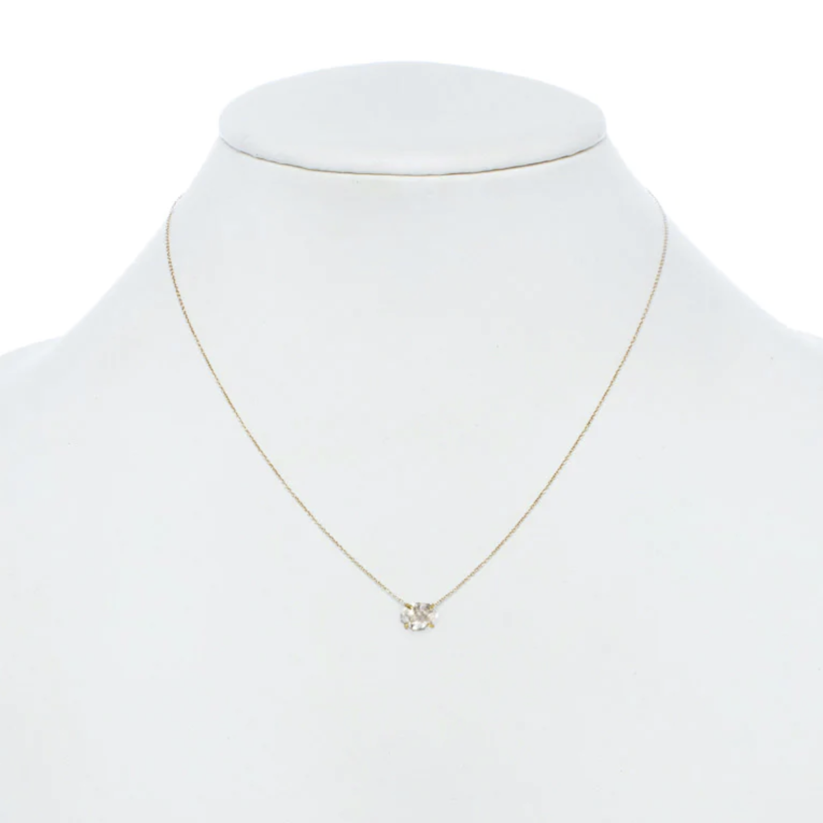 Horizontal Herkimer Diamond Necklace · 14K