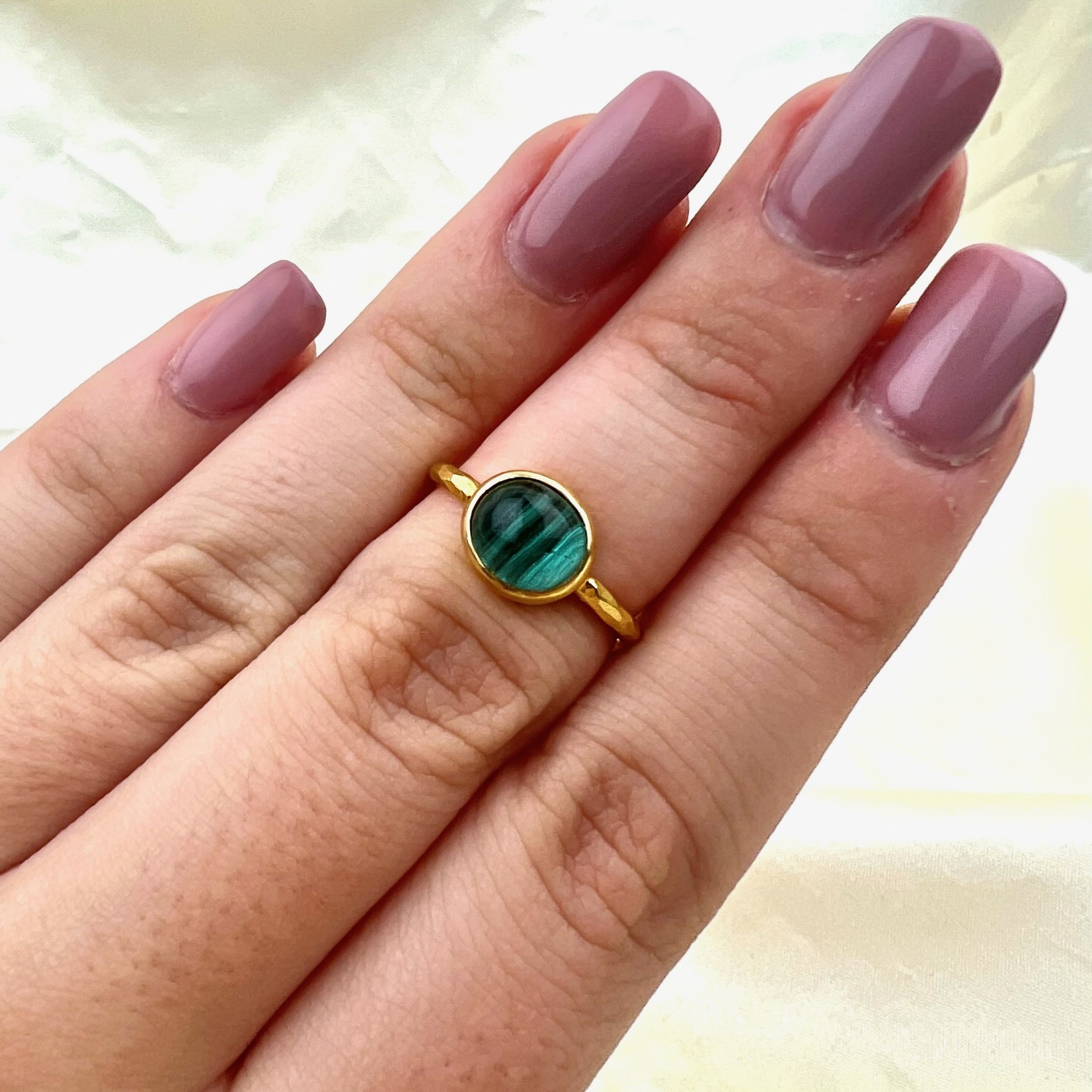 Tiger Stripe Tourmaline Ring · 18K Yellow Gold · 6.5