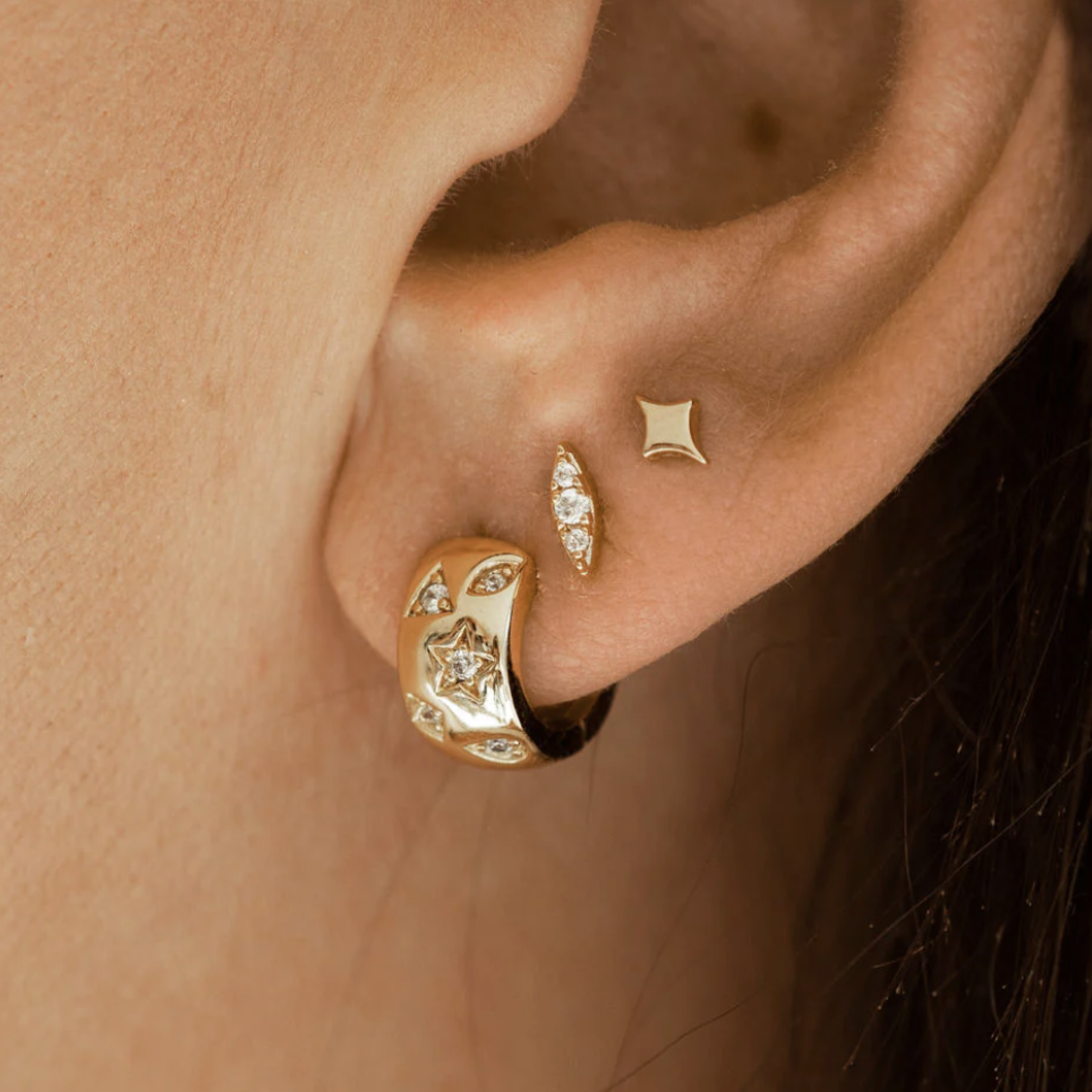 Constellation Huggie Hoop Earrings · Gold