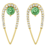 *Emerald Peacock Stud Earrings · 14K Gold · Mini