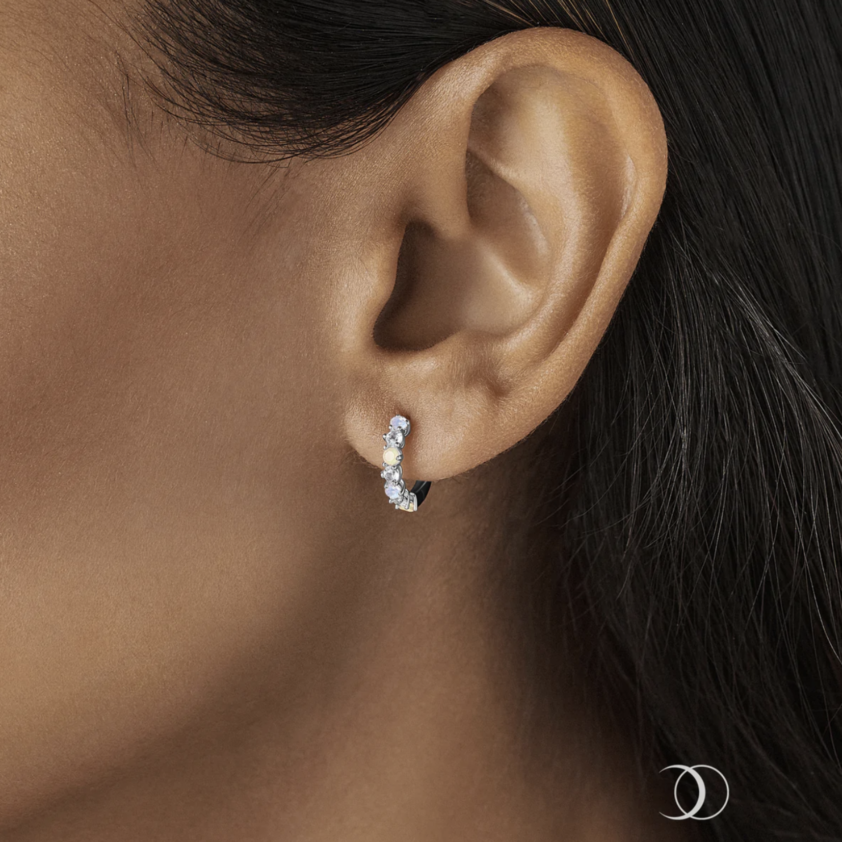 *Bonny Hoops Moonstone Multi-gem Earrings · Silver