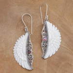 *Gate of Olympus Garnet and Bone Dangle Earrings · Silver