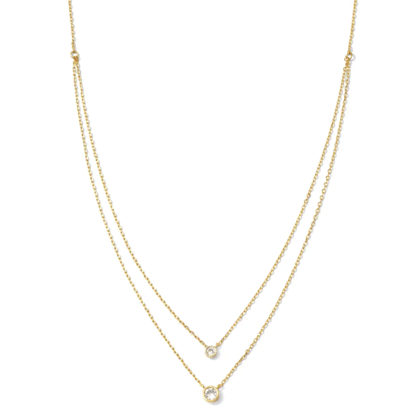 Double Layer Framed CZ Necklace ·