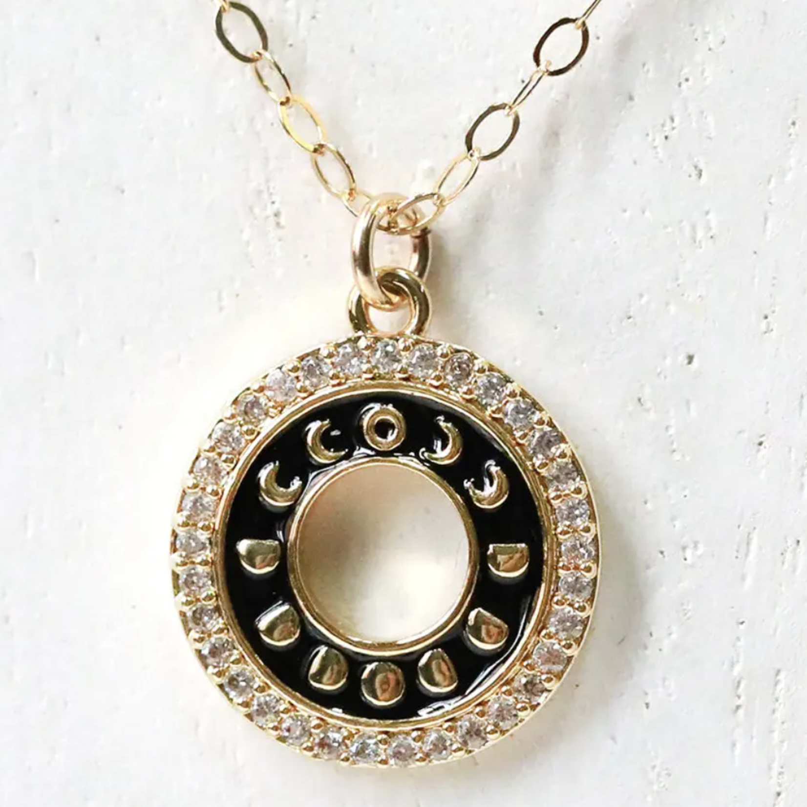 Moon Phase Charm Necklace · Gold