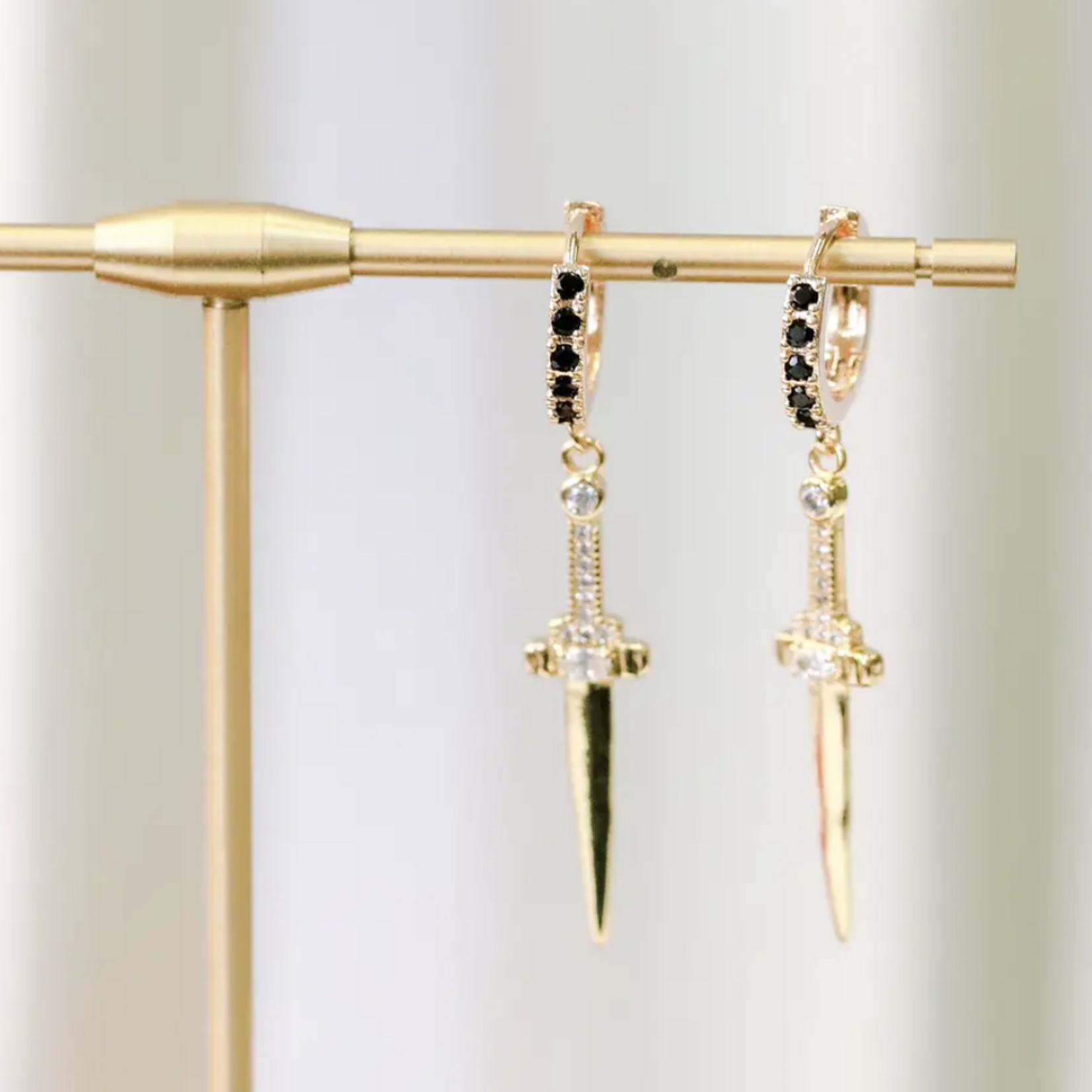 Athame Dagger Huggie Earrings · Black/Gold