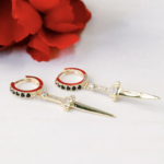 Athame Dagger Huggie Earrings · Black/Gold