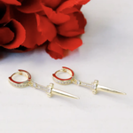 *Athame Dagger Huggie Earrings · Clear/Gold