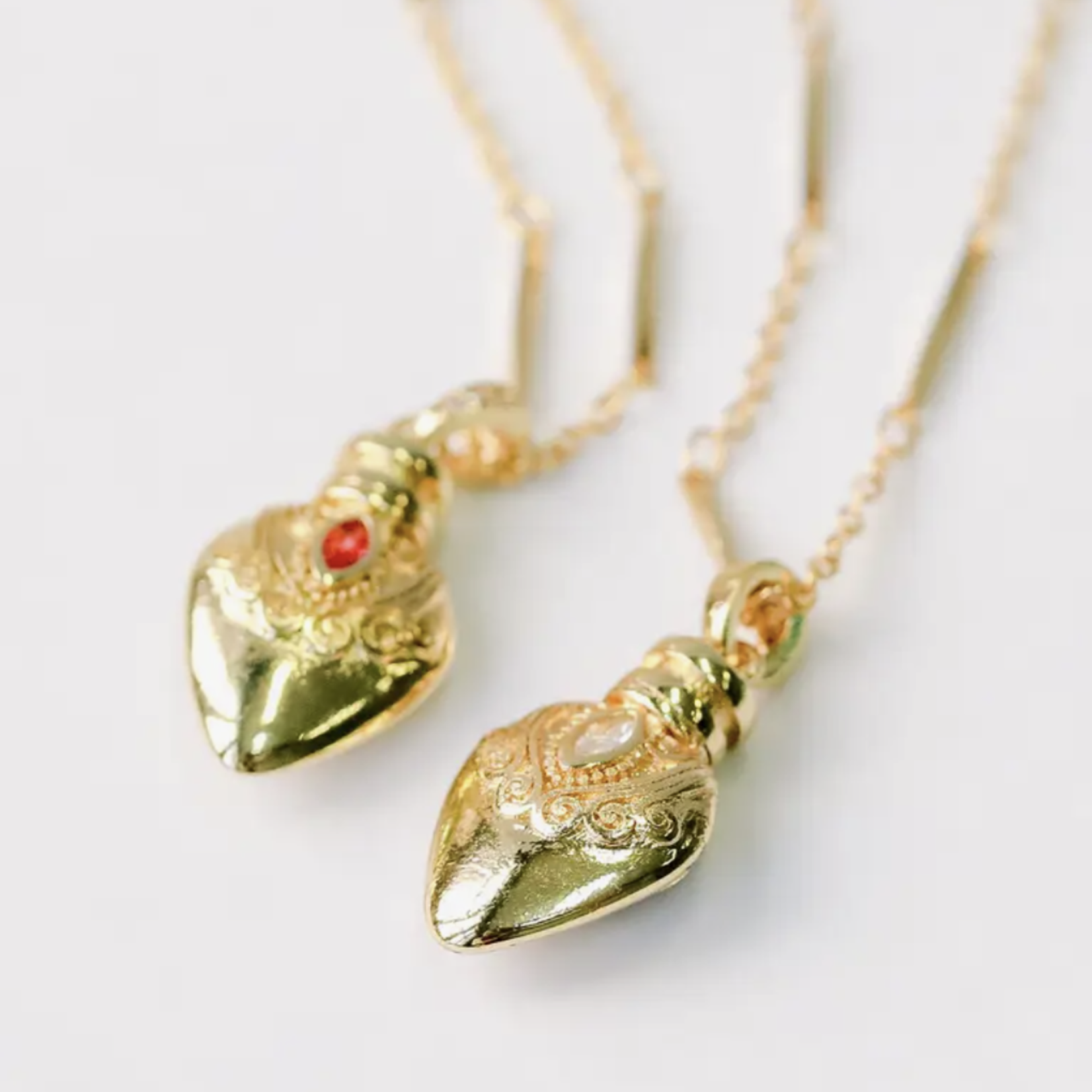 Vintage Potion Elixer Charm Necklace · Red Crystal