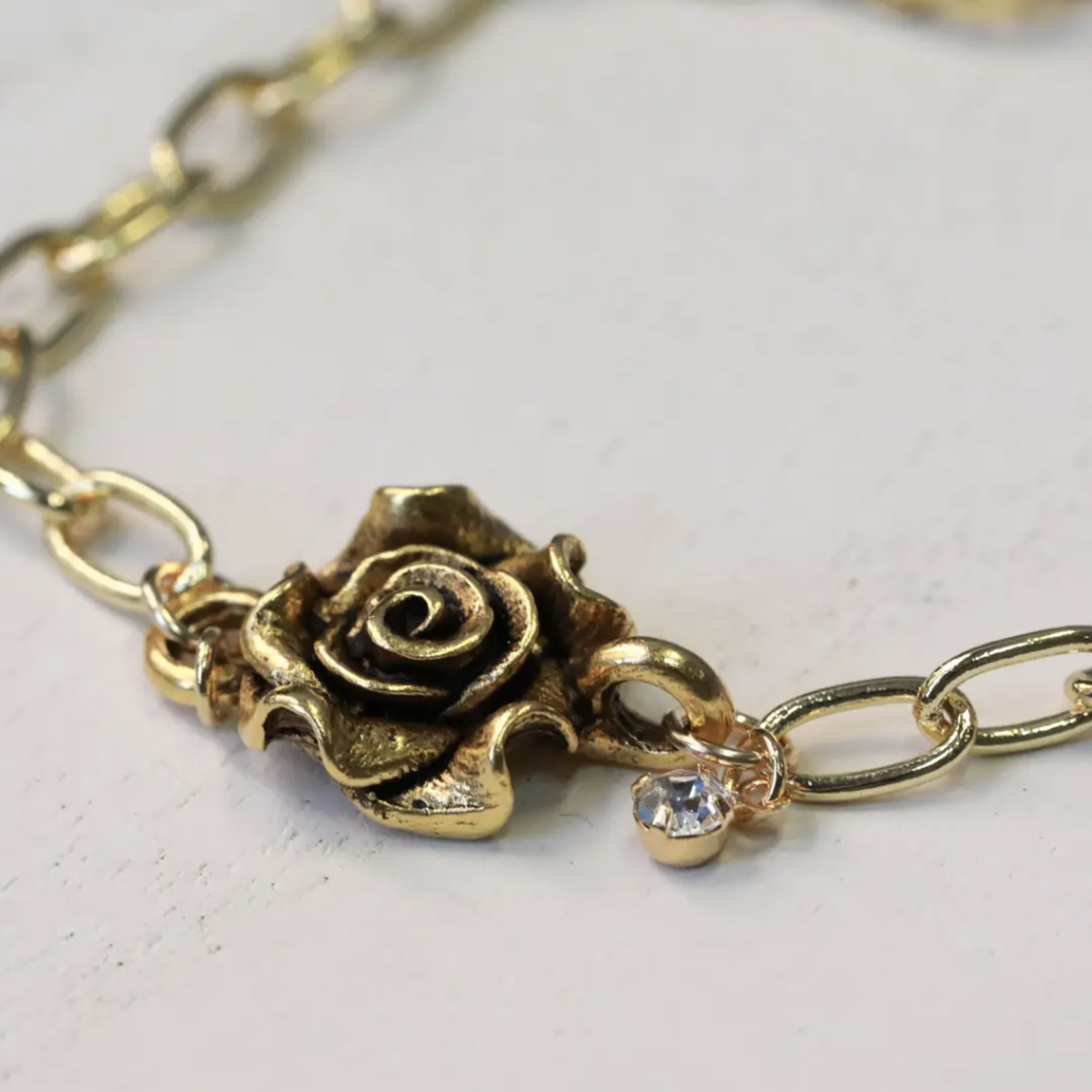 *Golden Rose Lariat Necklace · Gold