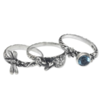 Garden of Eden Blue Topaz Stacking Rings (Set of 3)