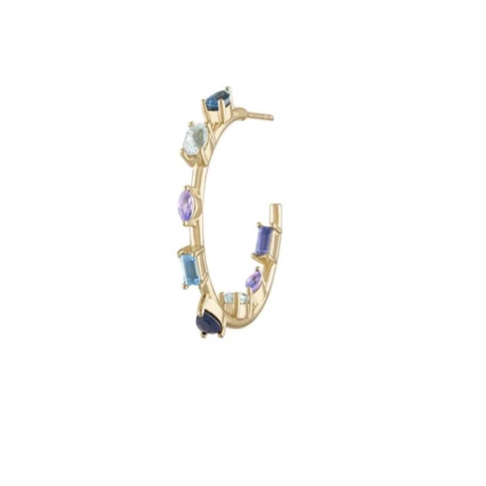 *Mini Goddess Hoops Multi-Blue · 14k