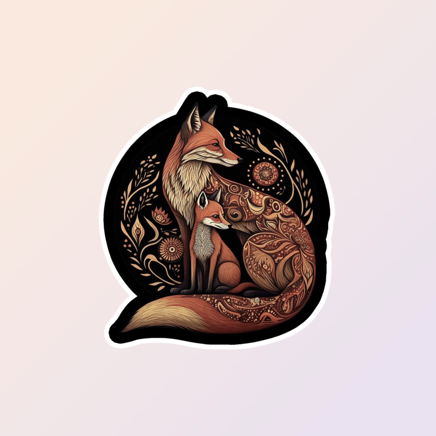 Mama and Baby Fox Stickers