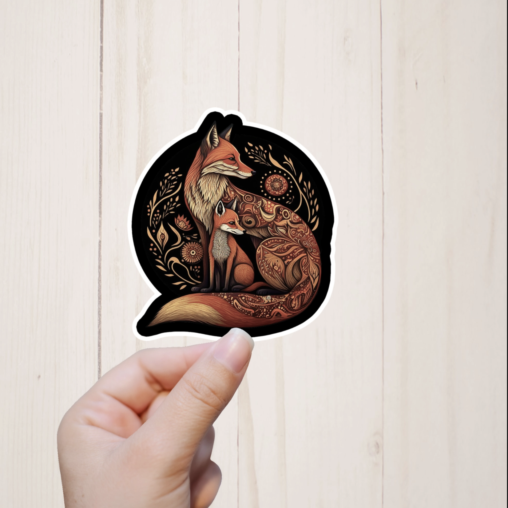 Mama and Baby Fox Stickers