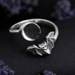*Moon & Bat Ring · Silver · Adjustable