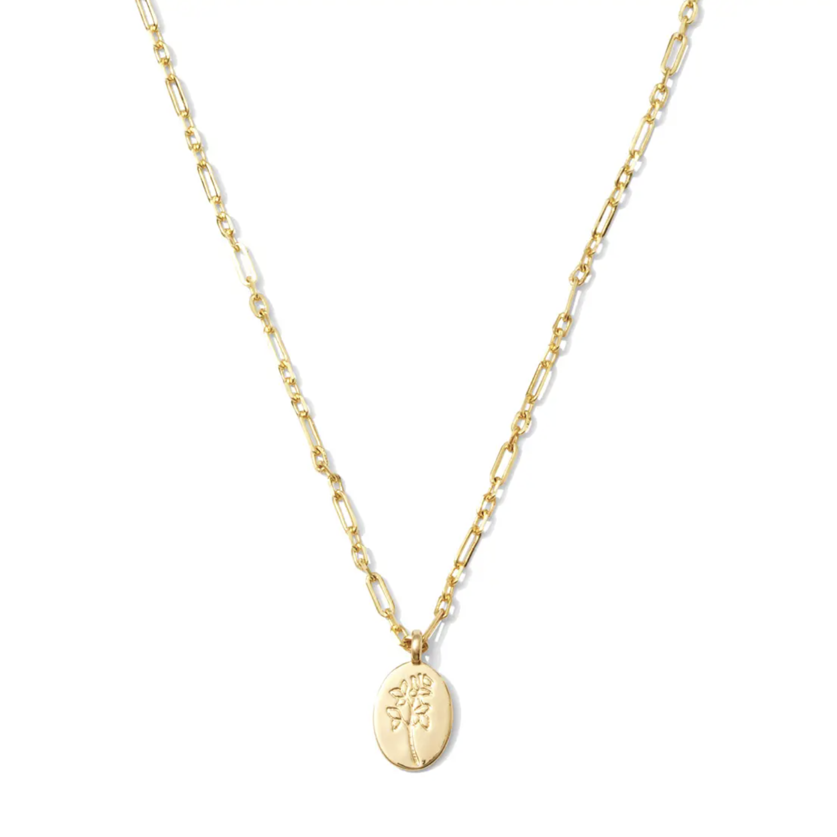 Etched Flower Pendant Necklace · Gold