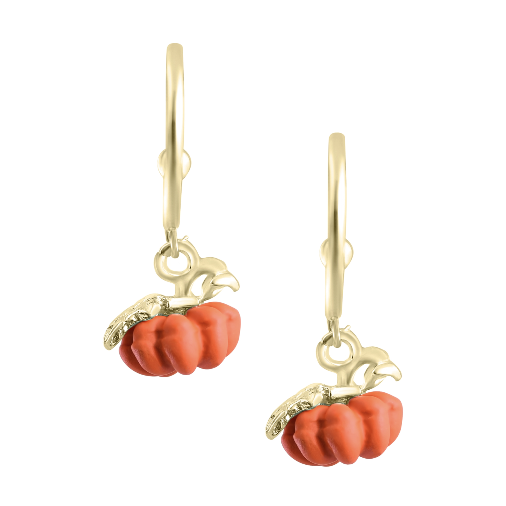 Orange Fall Pumpkin Hoop Earrings