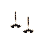 *Black CZ Bat Charm Huggie Earrings · Gold