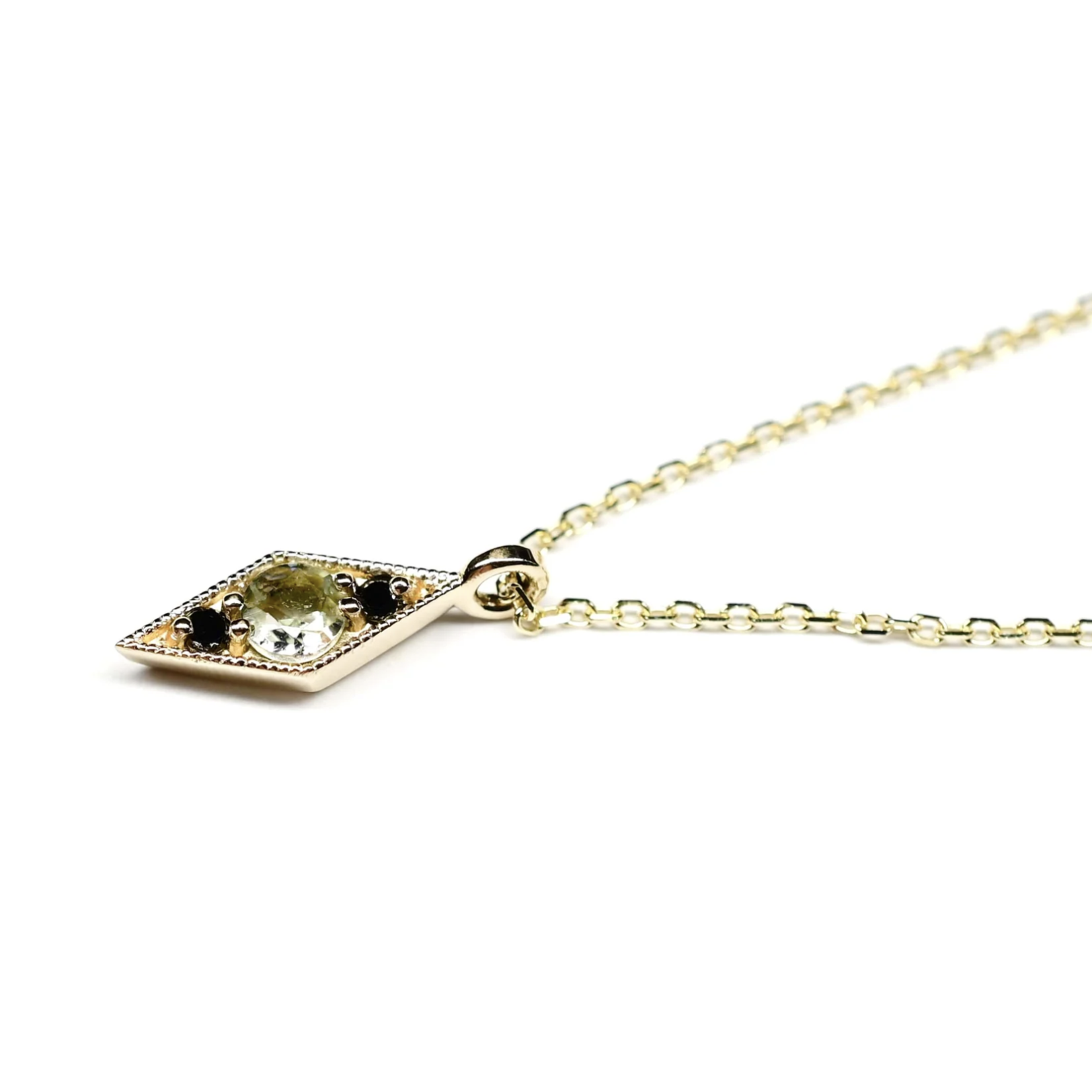 *Shillay Necklace · Tourmaline & Black Diamond · 14K Gold
