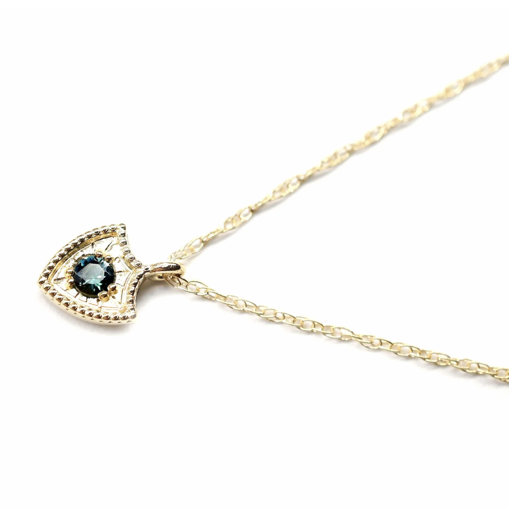 *Shield Necklace · Tourmaline · 14K Gold