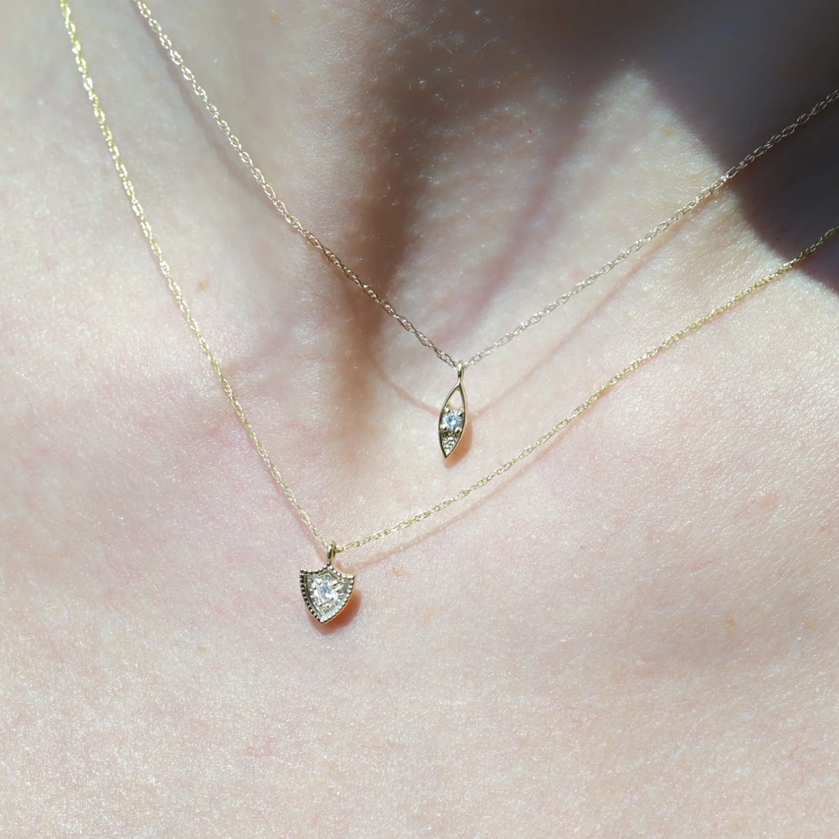 Shield Diamond Necklace · 14K