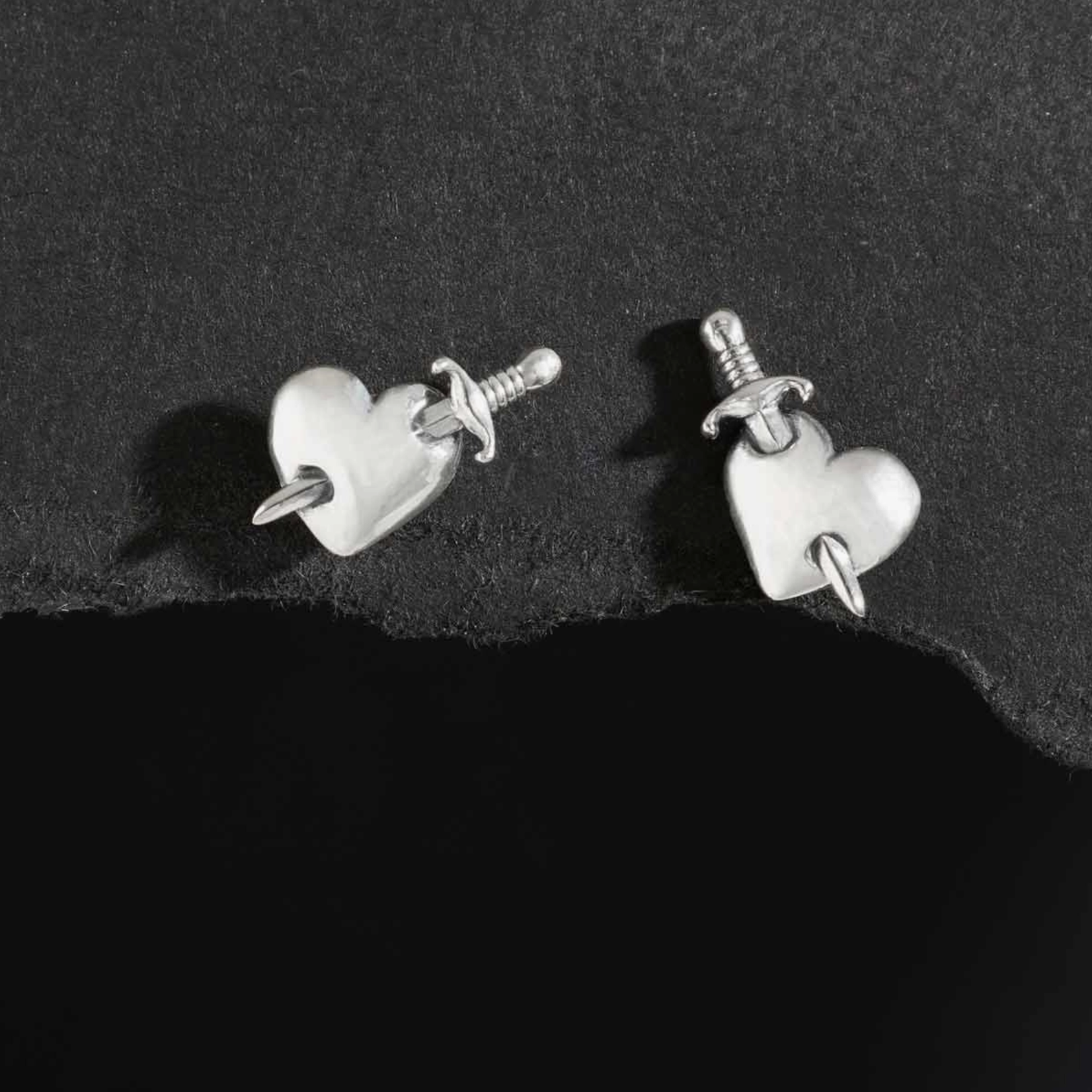 Sword and Heart Post Earrings · Silver