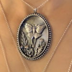 Luna Moth Nature Necklace · Silver