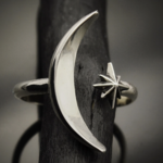 Moon & Star Adjustable Ring · Silver