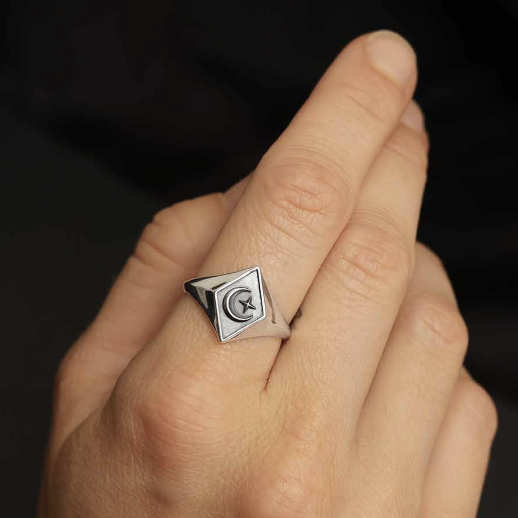 Star & Moon Signet Ring · Silver ·