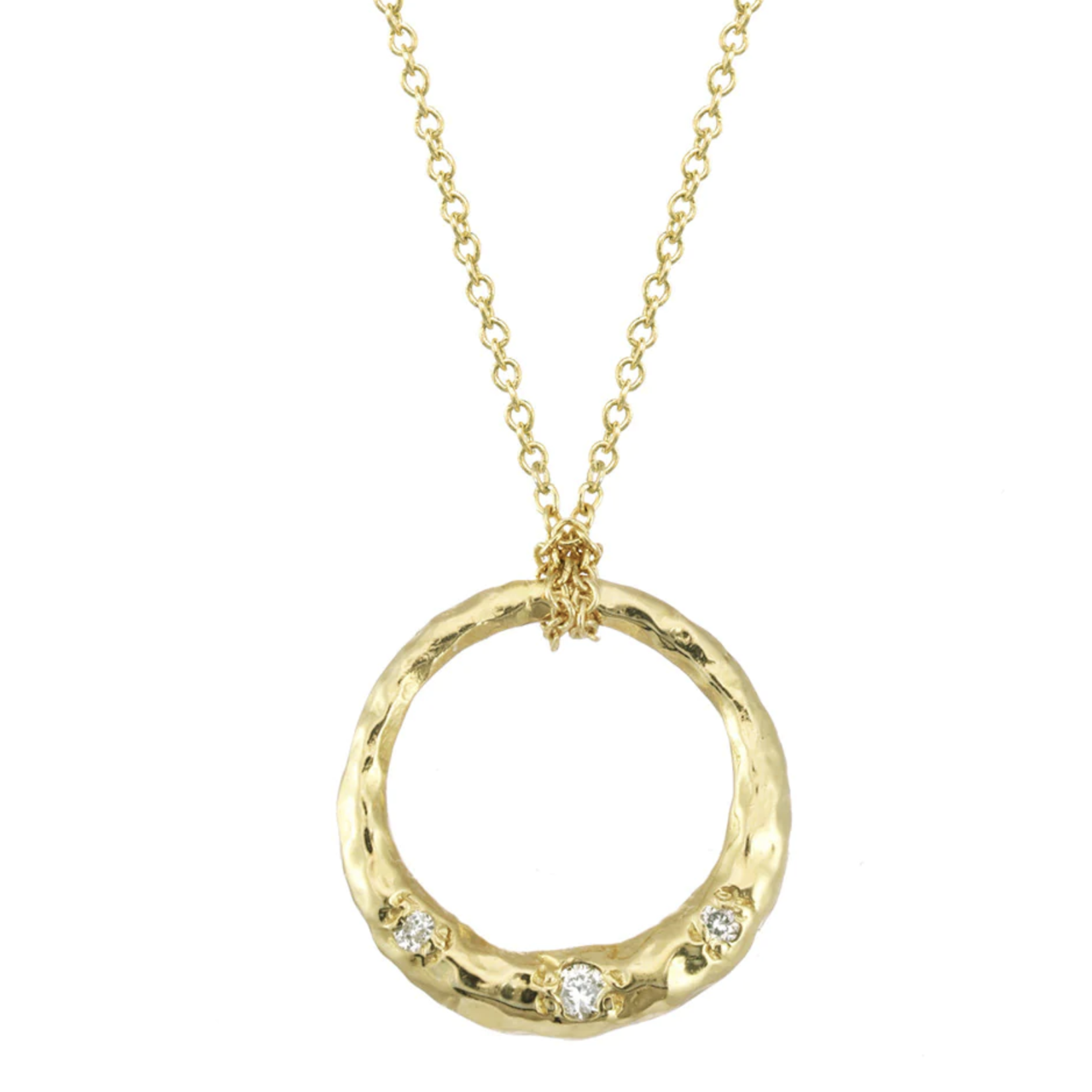 Crescent Moon Circle Necklace · 14K