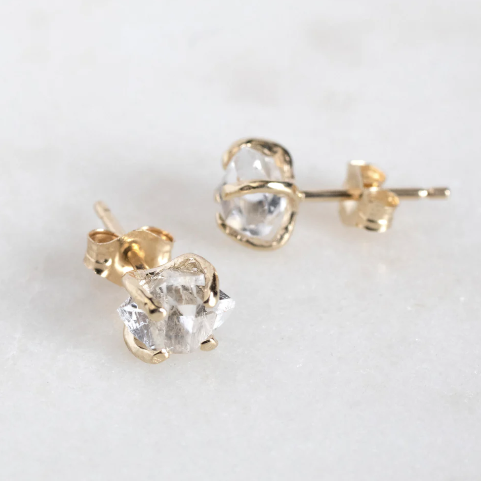 Herkimer Studs · 14K Gold