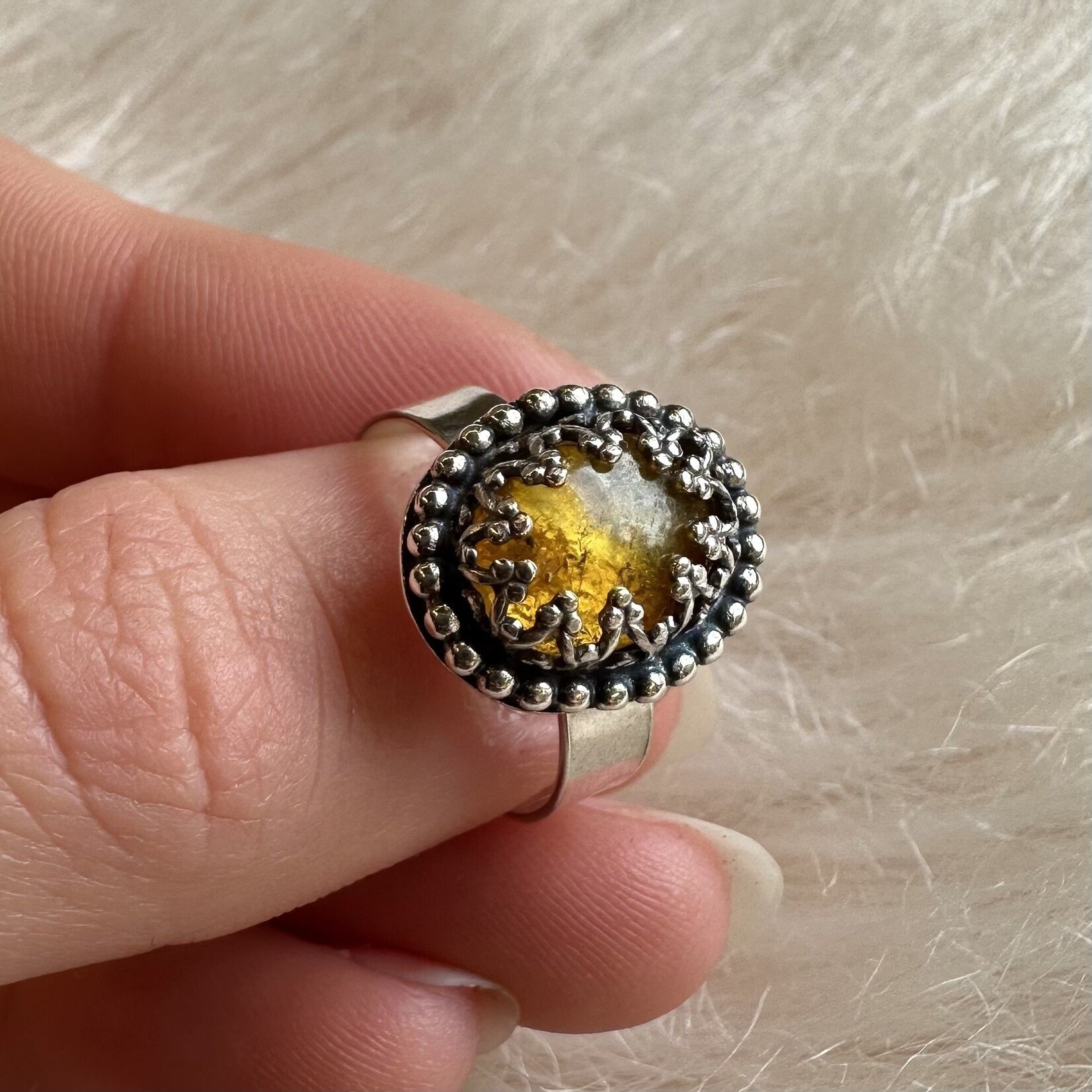 Small Amber Ring · Silver
