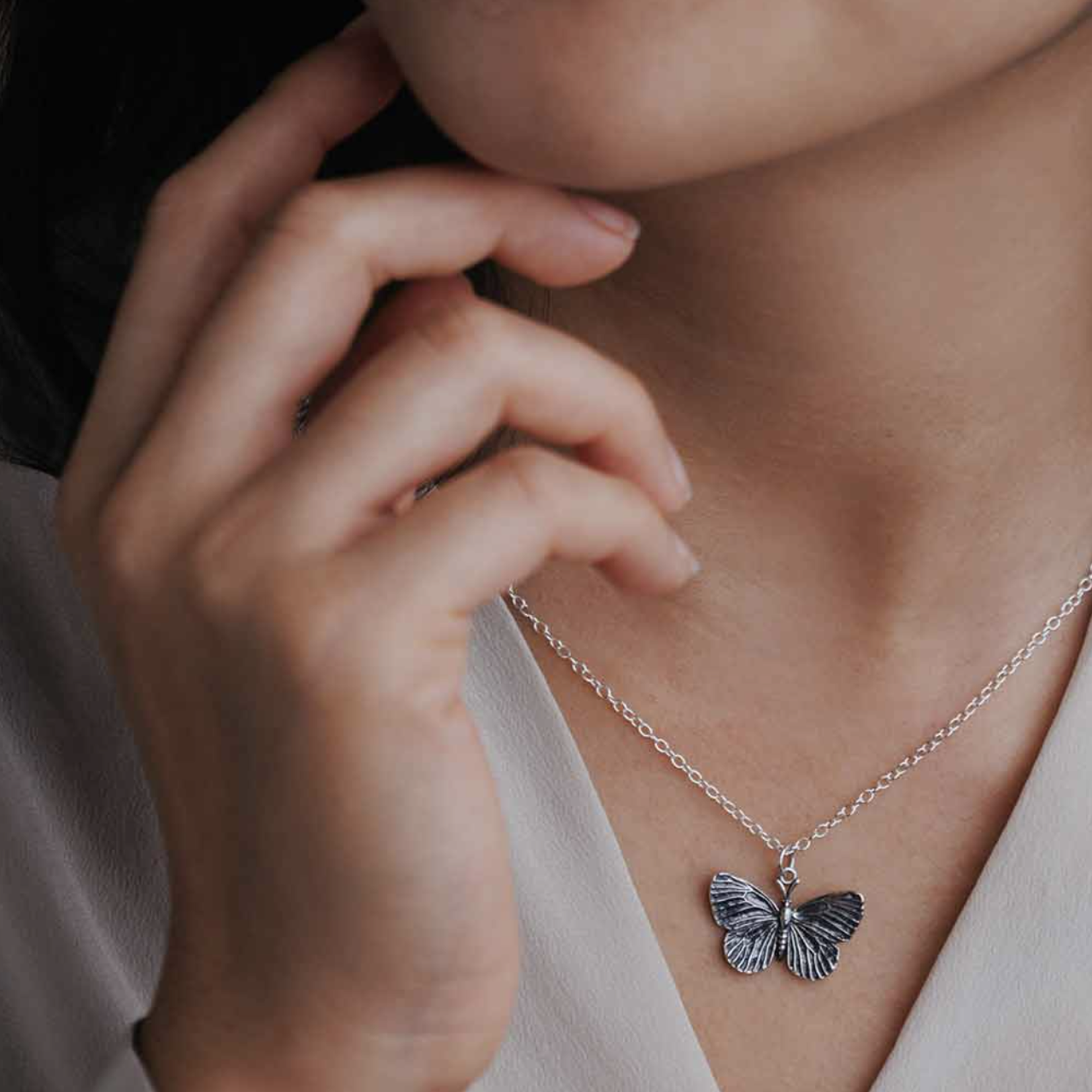 Butterfly Dimensional Necklace · Silver · 18"