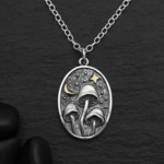 Mushroom Oval Charm Necklace · Silver