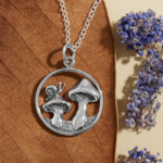 Mushroom and Snail Necklace · Silver