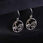 Mushroom with Bronze Moon Dangle Earrings · Silver