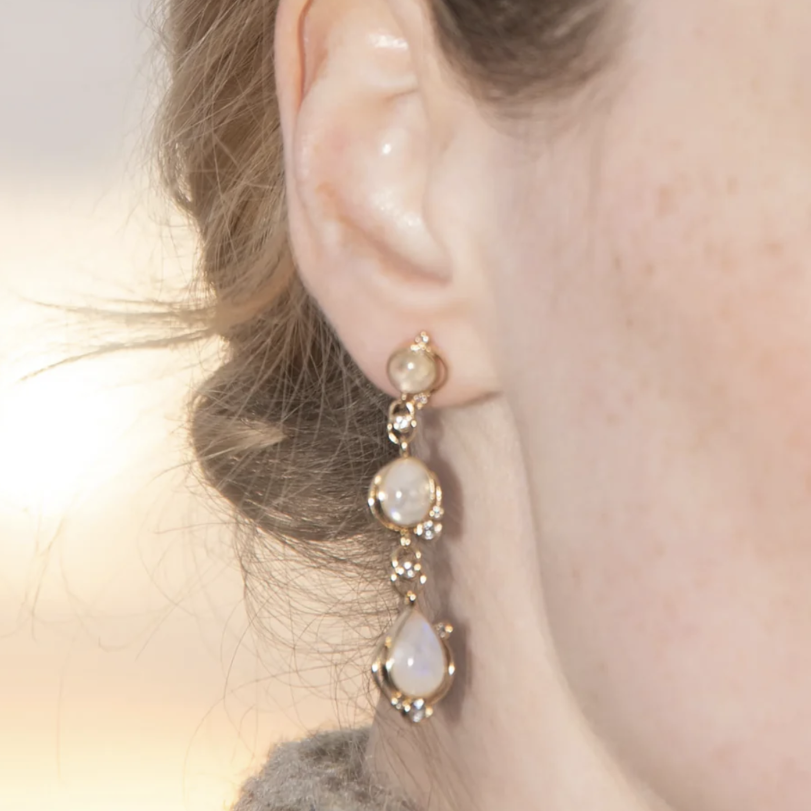 Moonstone Stardrop Earrings · 14K Gold Vermeil