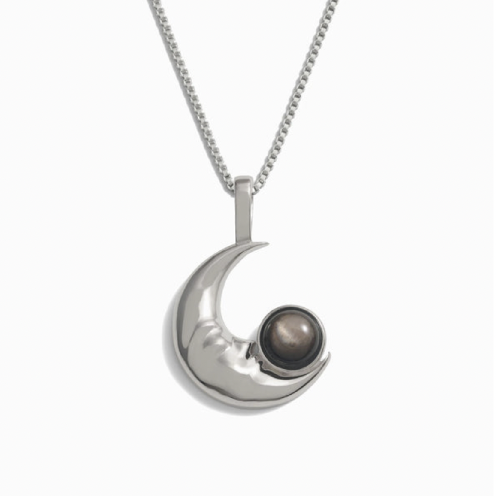 Man in the Moon Black Mother of Pearl Necklace · Sterling Silver