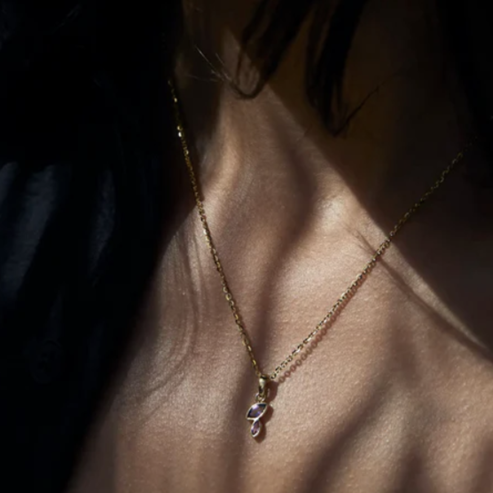 *Double Marquise Amethyst Necklace · 14K Gold Vermeil