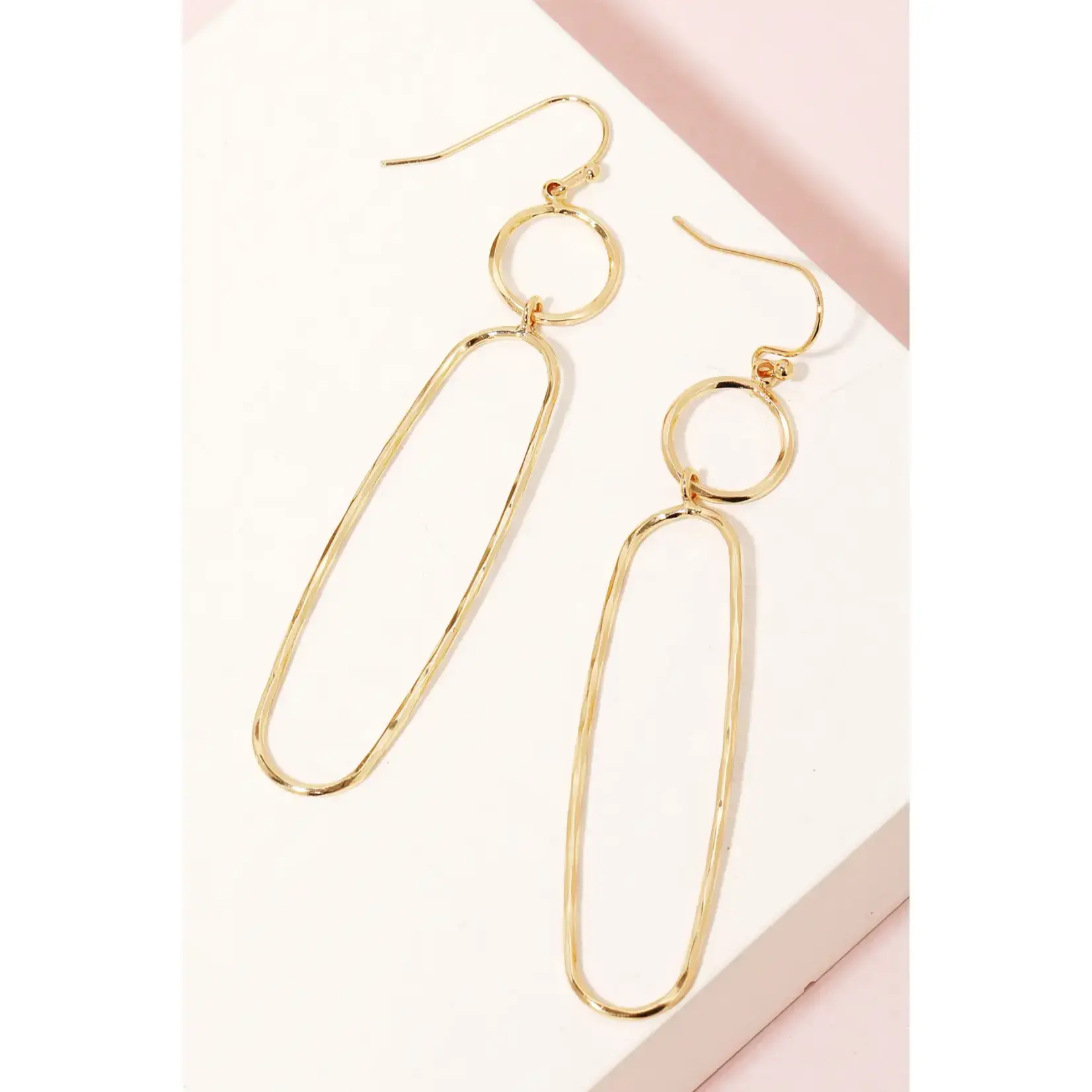 *Dainty Wire Shapes Dangle Hook Earrings · Gold