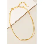 *Layered Metallic Flat Chains Necklace · Gold
